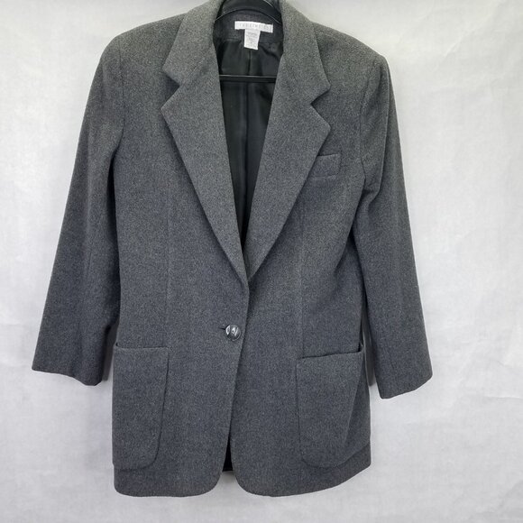 The Limited Pea Coat Women's M Wool Cashmere Gray Lined Classic Career Overcoat - Picture 1 of 15